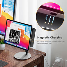 Cargar imagen en el visor de la galería, LULULOOK Magnetic Wireless Charging Stand for iPad Air 13" M3(2025)/M2, Upgraded 360° Rotating Base iPad Pro Stand, Aluminium Adjustable Desk Mount for iPad Pro 12.9" 3rd/4th/5th/6th with 1M Cable
