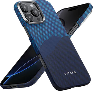 Pitaka for iPhone 16 Pro Max - MagSafe Compatible, Thin & Light Case with Caseless Feel, 1500D Aramid Fiber Woven - Tactile Woven Case-Over The Horizon