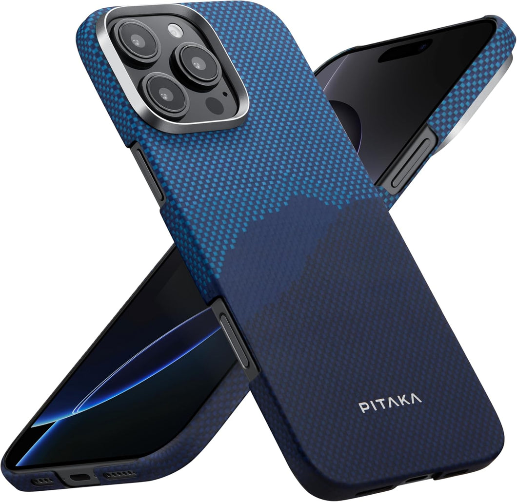 Pitaka for iPhone 16 Pro Max - MagSafe Compatible, Thin & Light Case with Caseless Feel, 1500D Aramid Fiber Woven - Tactile Woven Case-Over The Horizon