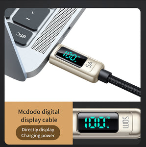 Mcdodo- Digital Display 100W Type-C to Type-C Data Cable 1.2m CA-8820