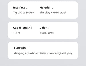 Mcdodo- Digital Display 100W Type-C to Type-C Data Cable 1.2m CA-8820