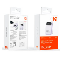 Cargar imagen en el visor de la galería, Mcdodo 22.5W Digital Display 10000mAh 1C+1A Power Bank Built-in Cable tipo C
