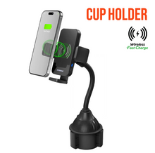 Cargar imagen en el visor de la galería, HYPERGEAR EZ Grip 15W Wireless Fast Charging Phone Mount | Cup Holder | Black
