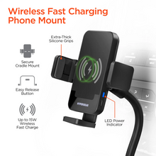Cargar imagen en el visor de la galería, HYPERGEAR EZ Grip 15W Wireless Fast Charging Phone Mount | Cup Holder | Black
