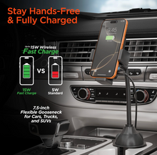 Cargar imagen en el visor de la galería, HYPERGEAR EZ Grip 15W Wireless Fast Charging Phone Mount | Cup Holder | Black
