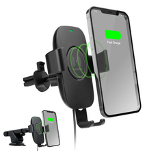 Cargar imagen en el visor de la galería, HYPERGEAR Gravity 15W Wireless Fast Charging Mount | Vent + Dashboard + Windshield | Black
