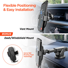 Cargar imagen en el visor de la galería, HYPERGEAR Gravity 15W Wireless Fast Charging Mount | Vent + Dashboard + Windshield | Black
