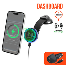 Cargar imagen en el visor de la galería, HYPERGEAR MaxCharge 15W Magnetic Wireless Fast Charging Phone Mount | Dashboard | Black
