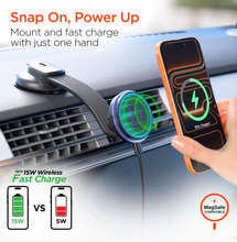 Cargar imagen en el visor de la galería, HYPERGEAR MaxCharge 15W Magnetic Wireless Fast Charging Phone Mount | Dashboard | Black
