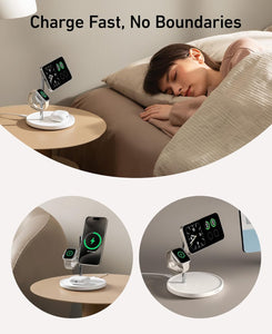 Anker MagSafe - Soporte de carga inalámbrico compatible con MagGo, estación de carga inalámbrica 3 en 1, cargador inalámbrico de 15 W certificado Qi2