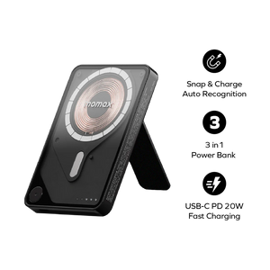 Momax 1-Power X Pro Magnetic Wireless Power Bank 5000mAh With Built-In USB-C Cable