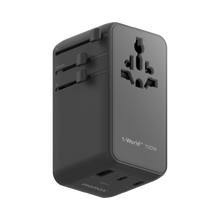 Cargar imagen en el visor de la galería, Momax 1-World²⁺ 4-Port Mini Universal Travel GaN Charger with Built-In Retractable Cable 100W with Dual AC
