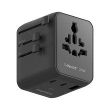 Cargar imagen en el visor de la galería, Momax 1-World² 3-Port Mini Universal Travel GaN Charger 20W with Dual AC
