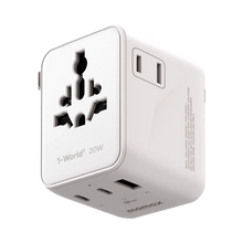 Cargar imagen en el visor de la galería, Momax 1-World² 3-Port Mini Universal Travel GaN Charger 20W with Dual AC
