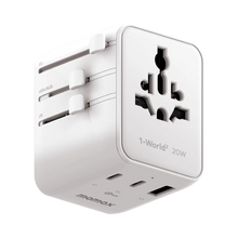 Cargar imagen en el visor de la galería, Momax 1-World² 3-Port Mini Universal Travel GaN Charger 20W with Dual AC
