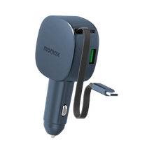 Cargar imagen en el visor de la galería, Momax 1-Move⁺ 2-Port Car Charger With Built-In Retractable Cable 60W
