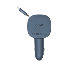 Cargar imagen en el visor de la galería, Momax 1-Move⁺ 2-Port Car Charger With Built-In Retractable Cable 60W
