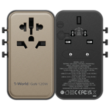 Cargar imagen en el visor de la galería, Momax 1-World Universal 4-Port Travel GaN Charger 120W + USB-C Cable
