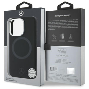 IPHONE 16 PRO MAX - SILICONE BLACK HARD CASE MAGSAFE COMPATIBLE WITH TONAL LOGO - MERCEDES-BENZ