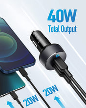 Cargar imagen en el visor de la galería, Anker Cargador de coche USB C, adaptador de coche PowerIQ 3.0 tipo C de 40 W, 2 puertos
