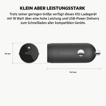 Cargar imagen en el visor de la galería, Belkin USB-C Car Charger 18W USB-C to Lightning for iPhone
