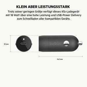 Belkin USB-C Car Charger 18W USB-C to Lightning for iPhone