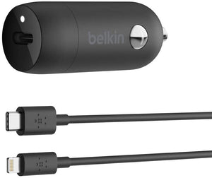 Belkin USB-C Car Charger 18W USB-C to Lightning for iPhone