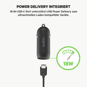 Belkin USB-C Car Charger 18W USB-C to Lightning for iPhone