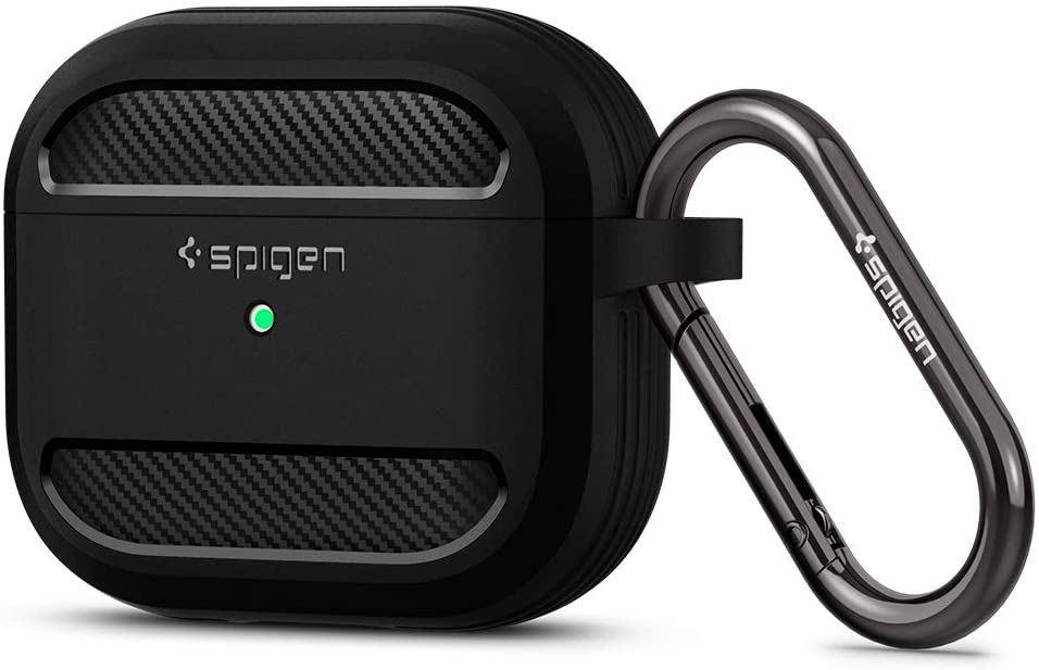 Spigen Rugged Armor Designed for Airpods 3rd Generation Case Protective Airpods 3 Case with Keychain