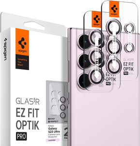 S23 Ultra Spigen Camera Lens Screen Protector [Glas.tR EZ Fit Optik Pro] designed for Galaxy S23 Ultra - Black [2 Pack]