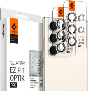 S23 Ultra Spigen Camera Lens Screen Protector [Glas.tR EZ Fit Optik Pro] designed for Galaxy S23 Ultra - Black [2 Pack]