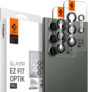 S23 Ultra Spigen Camera Lens Screen Protector [Glas.tR EZ Fit Optik Pro] designed for Galaxy S23 Ultra - Black [2 Pack]