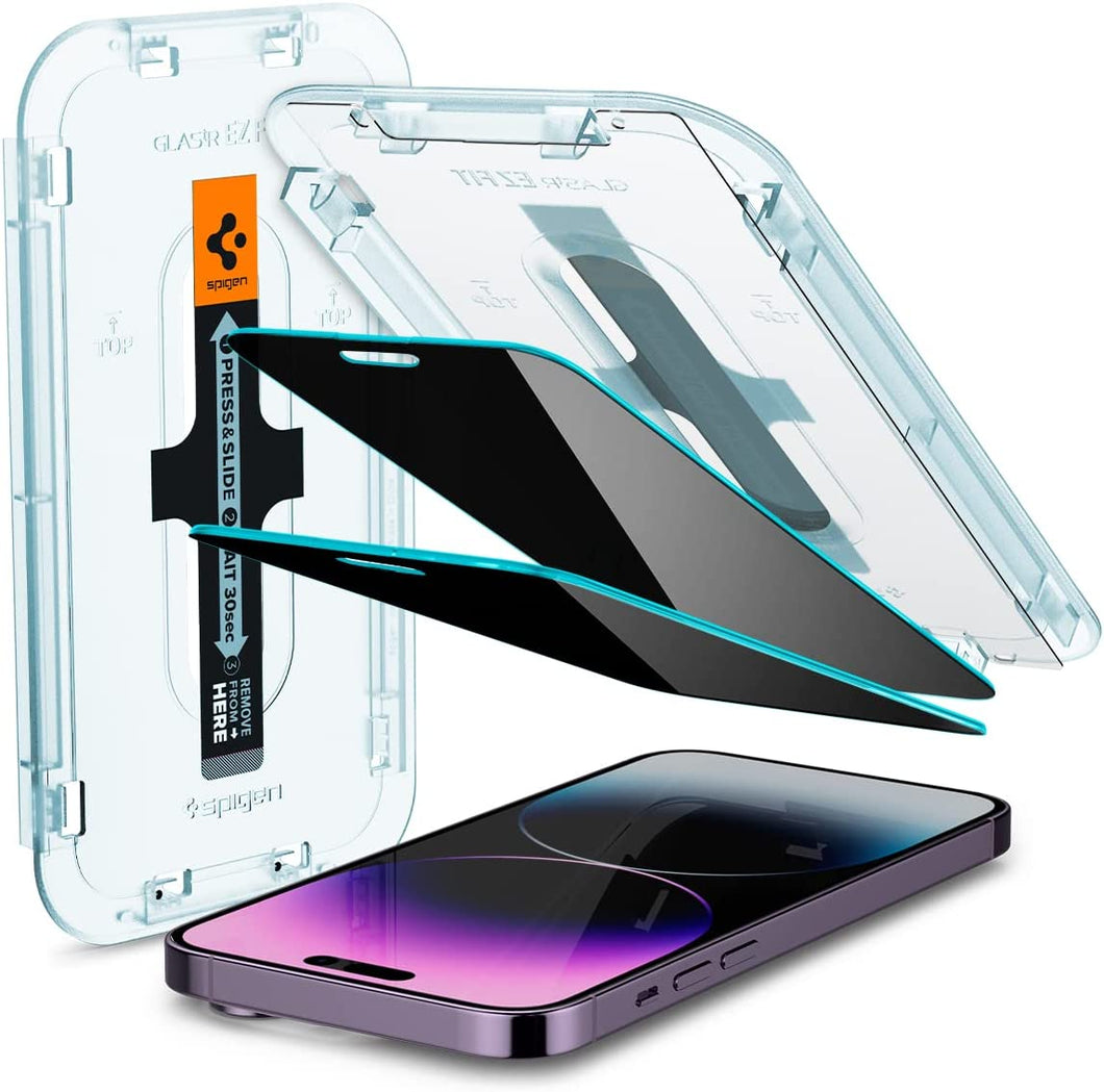 14 Pro Max Privacy Spigen Tempered Glass Screen Protector [GlasTR EZ FIT - Privacy] Designed for iPhone 14 Pro Max [Case Friendly] - 2 Pack