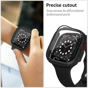 2 Pack Hard PC Case and Tempered Glass Screen Protector Compatible with Apple Watch Ultra 49mm