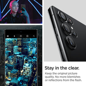 S23 Ultra Spigen Camera Lens Screen Protector [Glas.tR EZ Fit Optik Pro] designed for Galaxy S23 Ultra - Black [2 Pack]