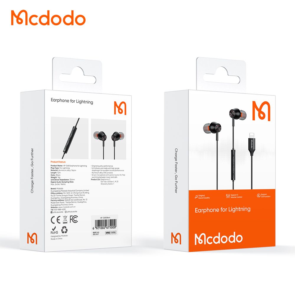 Mcdodo Earphone for Lightning HP-3480